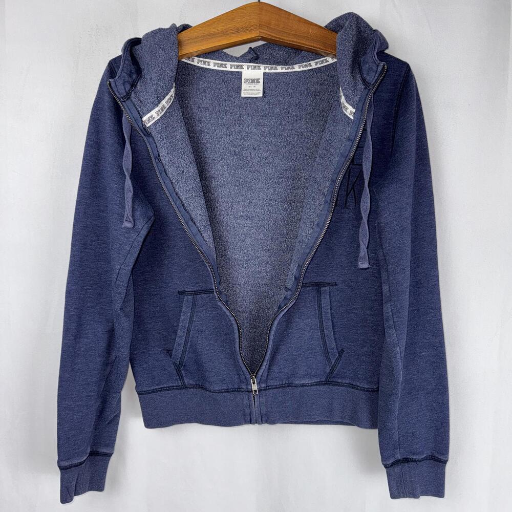 PINK Victoria’s Secret Blue Zip Hoodie Sweatshirt Size M